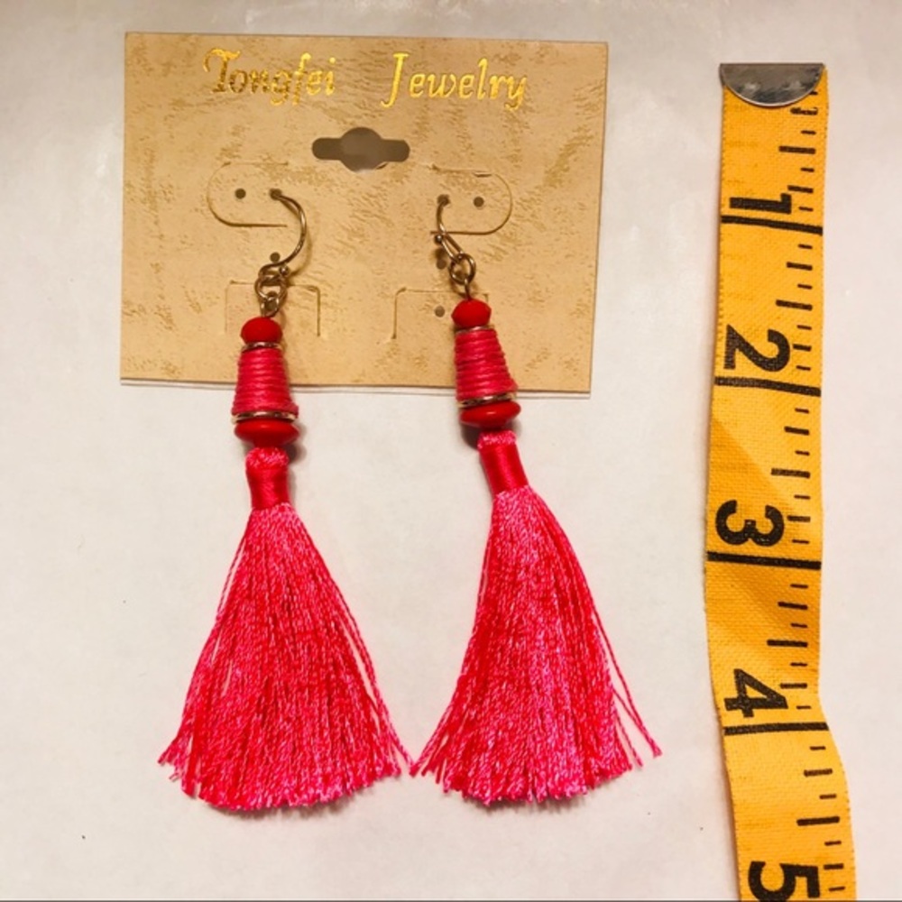 NWT Hot Pink Tassel Earrings